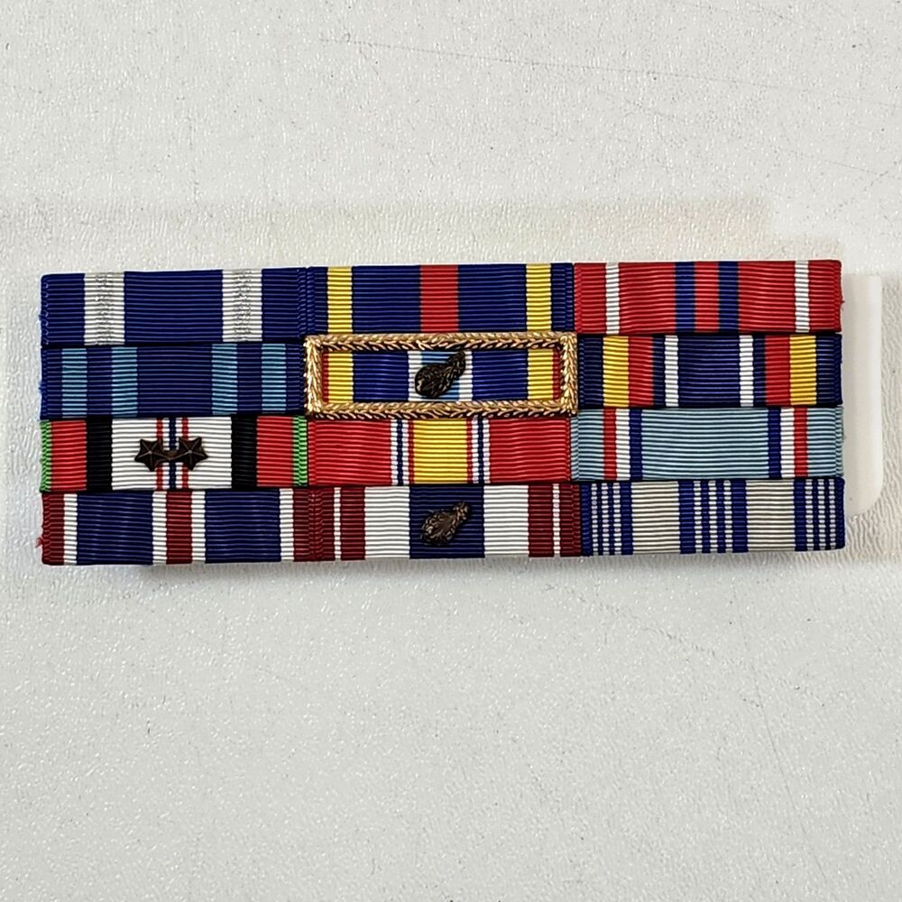 US Air Force 12 Ribbon Bars Oak Leaf Stars Expeditionary Frame Vintage Military